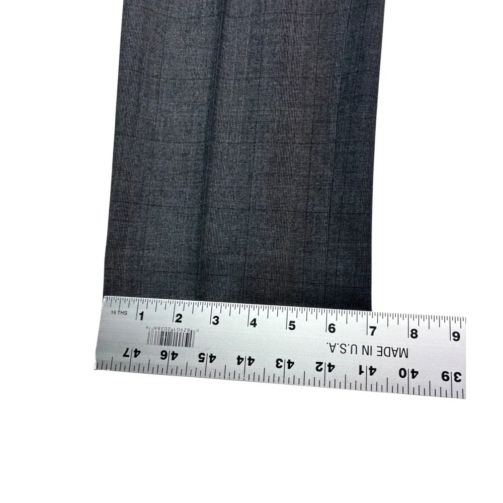 Banana Republic 38R 31x29 Gray Burgundy Plaid 2pc Pant Suit Flat Front Slim Fit